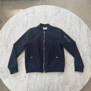 Topman Men’s Navy Blue Bomber Jacket Full Zip Lightweight Size L